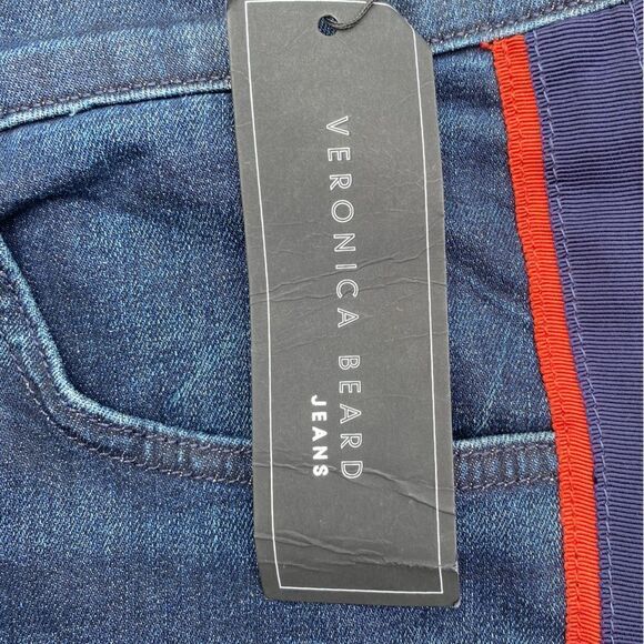 Veronica Beard Carolyn High Rise Baby Boot Jean Navy Red Stripe Plus Size 24 NWT - Picture 9 of 10